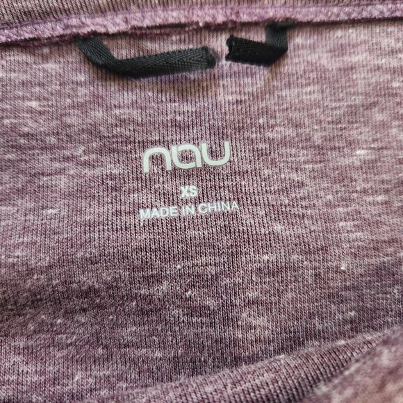 Nau Sweatshirt Dress Short XS Plum Heathered Square Neck Long Sleeve Pockets - Picture 3 of 10